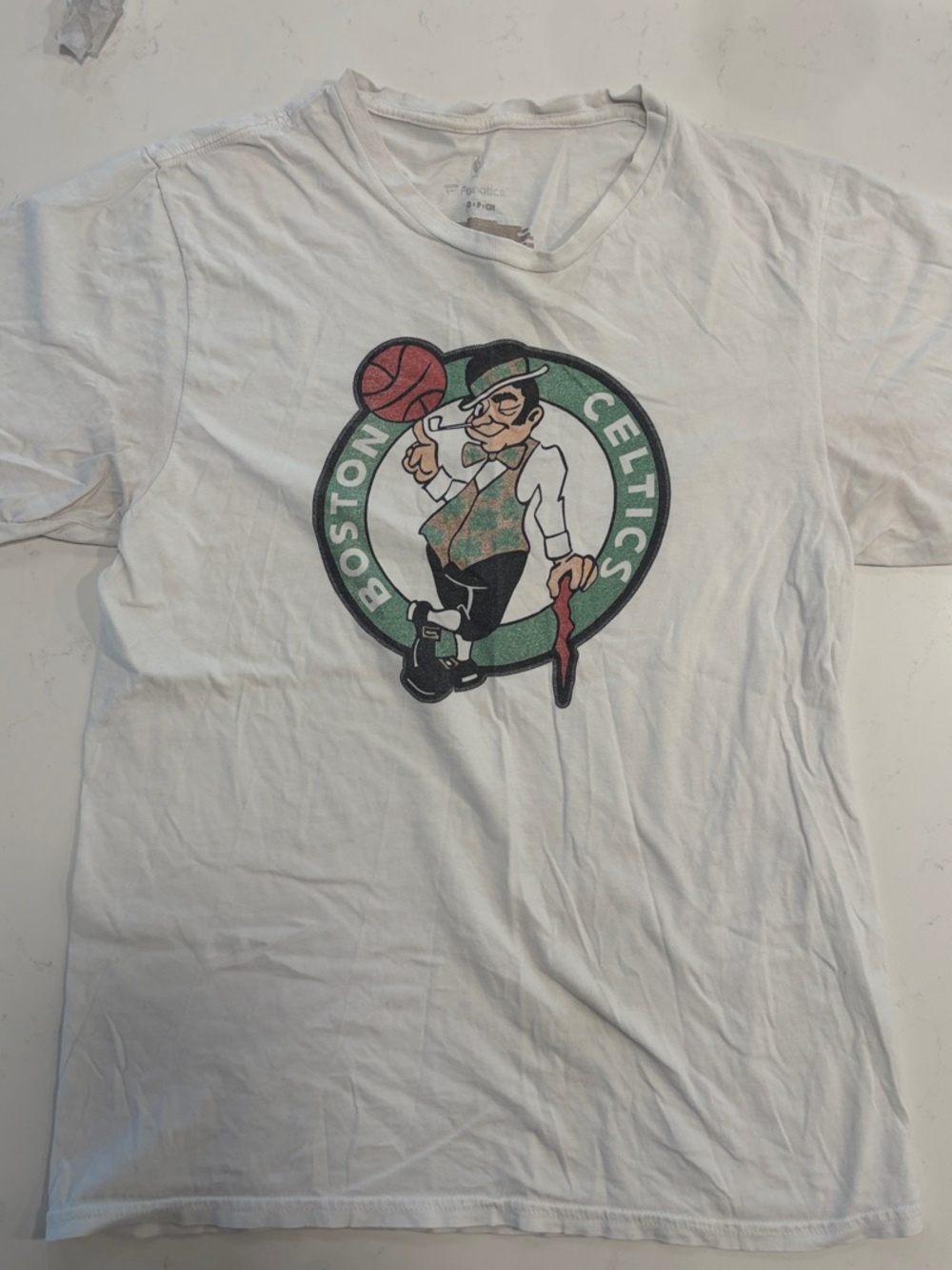 Fanatics White Boston Celtics Logo Tee with Green Accents